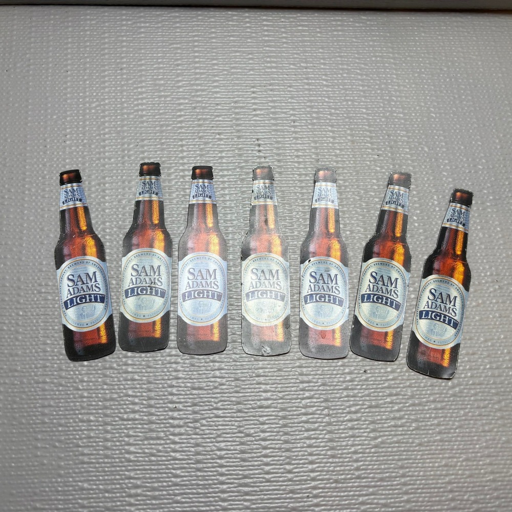 Lot of 7 Sam Adams Light Beer Bottle Shaped Magnets Breweriana 4.5 Inch